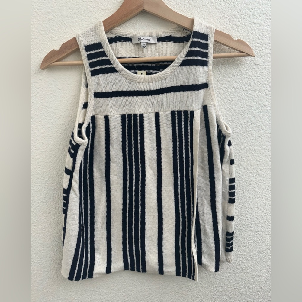 NWT Madewell striped knit top with wrap feature